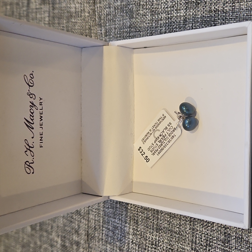 Belle de Mer only at Macy's Black Cultured Pearl Stud  Earrings Valentine's Day